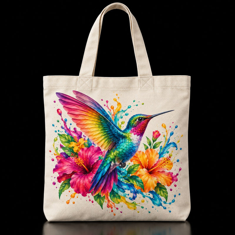 Tote bags with a full-color DTF transfer